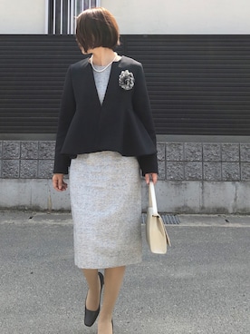 「卒業式コーデ」｜「アイテム（スーツジャケット）」を使った、tomoさん（レディース・154cm）の春コーディネート