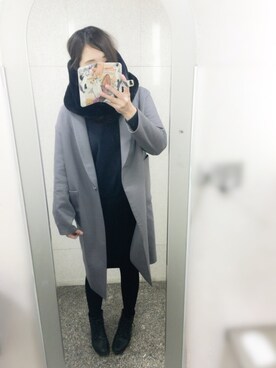「スエット」｜「アイテム（チェスターコート）」を使った、小鳥遊めるさん（レディース・161cm）の冬コーディネート