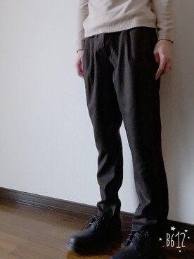 「no brand（ノーブランド）のアイテム（ローファー）」を使った、ふっちさん（メンズ・170cm）の冬コーディネート
