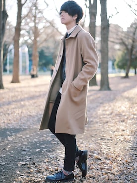 「STUDIOUS（ステュディオス）のアイテム（ライダースジャケット）」を使った、げんじさん（メンズ・175cm）の冬コーディネート