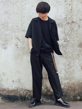 「革靴」｜「アイテム（Tシャツ/カットソー）」を使った、げんじさん（メンズ・175cm）の夏コーディネート