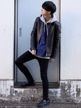 「LIDNM（リドム）のアイテム（パンツ）」を使った、げんじさん（メンズ・175cm）の冬コーディネート