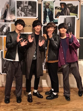 「LIDNM（リドム）のアイテム（ライダースジャケット）」を使った、げんじさん（メンズ・175cm）の春コーディネート