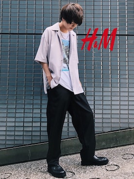 「H&M（エイチ・アンド・エム）のアイテム（Tシャツ/カットソー）」を使った、げんじさん（メンズ・175cm）の夏コーディネート