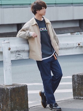 「soe（ソーイ）のアイテム」を使った、げんじさん（メンズ・175cm）の春コーディネート