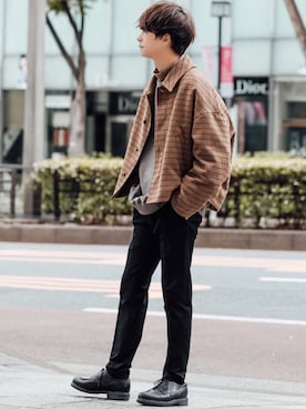 「LIDNM（リドム）のアイテム（パンツ）」を使った、げんじさん（メンズ・175cm）の秋コーディネート