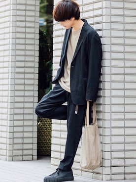 「COMOLI（コモリ）のアイテム（ジャケット/アウター）」を使った、げんじさん（メンズ・175cm）の秋コーディネート