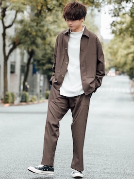 「LIDNM（リドム）のアイテム（パンツ）」を使った、げんじさん（メンズ・175cm）の秋コーディネート