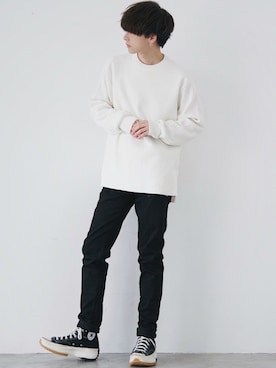 「WYM LIDNM（ウィム バイ リドム）のMILANO RIB HEAVY WEIGHT PO KNIT（ニット/セーター）」を使った、げんじさん（メンズ・175cm）の秋コーディネート