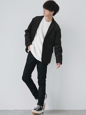 「WYM LIDNM（ウィム バイ リドム）のMILANO RIB HEAVY WEIGHT PO KNIT（ニット/セーター）」を使った、げんじさん（メンズ・175cm）の冬コーディネート