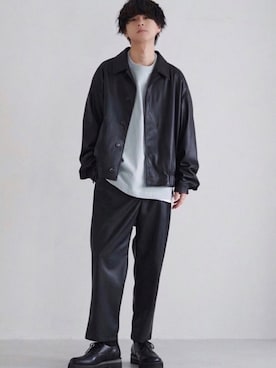 「LIDNM（リドム）のMULTI CHAIN BRACELET（ブレスレット）」を使った、げんじさん（メンズ・175cm）の冬コーディネート