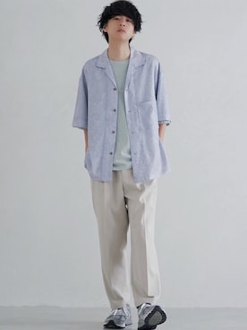 「LIDNM（リドム）のMULTI CHAIN BRACELET（ブレスレット）」を使った、げんじさん（メンズ・175cm）の春コーディネート
