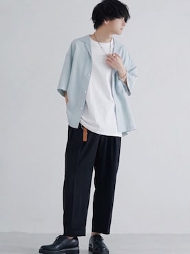 「LIDNM（リドム）のMULTI CHAIN BRACELET（ブレスレット）」を使った、げんじさん（メンズ・175cm）の春コーディネート