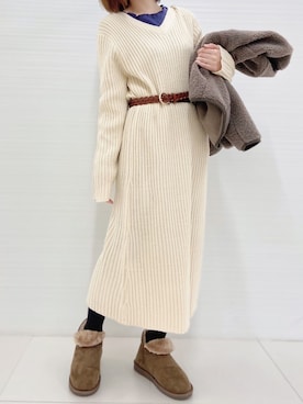 「Howdy Marie（ハウディ―マリー）のアイテム」を使った、梨さん（レディース・153cm）の冬コーディネート