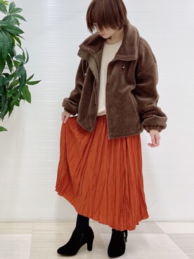 「Howdy Marie（ハウディ―マリー）のアイテム」を使った、梨さん（レディース・153cm）の冬コーディネート