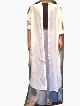「マキシスカート」｜「アイテム（シャツワンピース）」を使った、charmiiさん（レディース・158cm）の夏コーディネート
