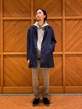 「417 EDIFICE（フォーワンセブンエディフィス）のアイテム（ステンカラーコート）」を使った、ふくさん（メンズ・178cm）の春コーディネート