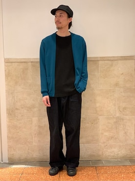 「ワッフルクルーネックＴ」｜「アイテム（パンツ）」を使った、ふくさん（メンズ・178cm）の春コーディネート