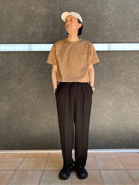 「FRUIT OF THE LOOM（フルーツオブザルーム）のアイテム（キャップ）」を使った、ふくさん（メンズ・178cm）の春コーディネート
