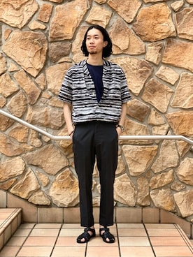 「HERISSON（エリソン）のアイテム」を使った、ふくさん（メンズ・178cm）の夏コーディネート