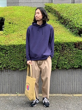 「FRUIT OF THE LOOM（フルーツオブザルーム）のアイテム（バッグ）」を使った、ふくさん（メンズ・178cm）の秋コーディネート