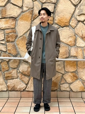 「417 EDIFICE（フォーワンセブンエディフィス）のアイテム（ステンカラーコート）」を使った、ふくさん（メンズ・178cm）の秋コーディネート
