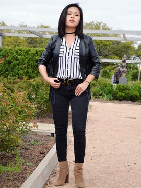 「ALDO（アルド）のアイテム（ブーツ）」を使った、Elaine Zhongさん（レディース・160cm）の夏コーディネート