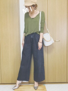 「OZOC（オゾック）のアイテム（キャスケット）」を使った、mi_toさん（レディース・167cm）の春コーディネート