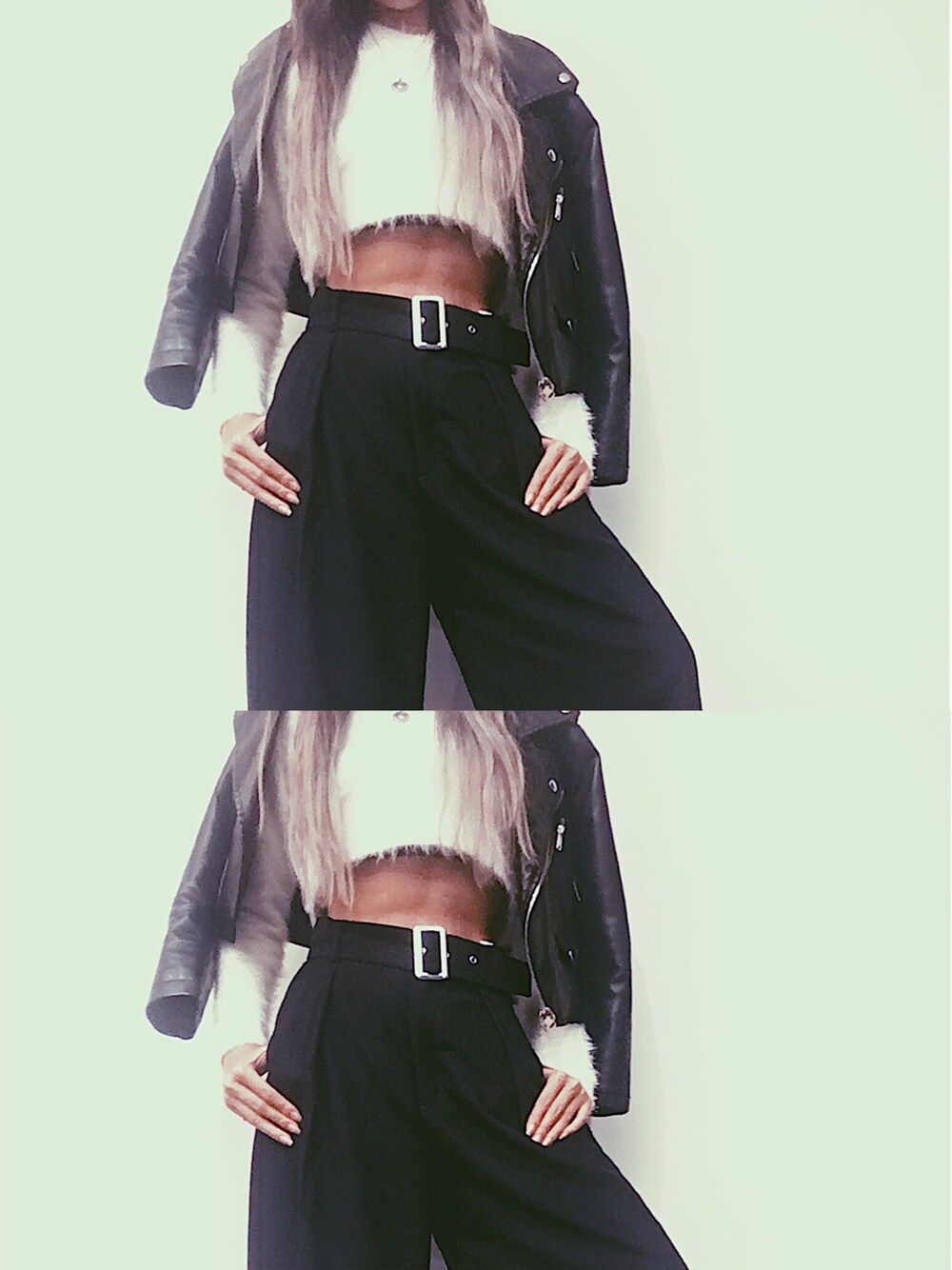 「GU、FOREVER 21、code、followme、プチプラ、プチプラコーデ、ライダース、ワイドパンツ、韓国、LOVE」｜「FOREVER 21のアイテム（ライダースジャケット、ブラック系）」を使った、あやかんぼさん（レディース・160cm）の秋コーディネートの1枚目の写真