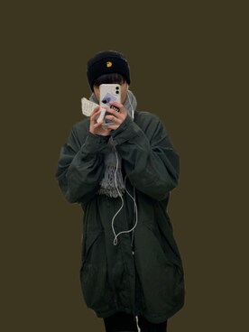 「Carhartt WIP（カーハートダブリューアイピー）のアイテム（ニットキャップ/ビーニー）」を使った、fumusさん（メンズ・165cm）の冬コーディネート