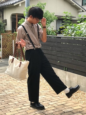 「アイテム（サスペンダー）」を使った、tamaさん（メンズ・171cm）の秋コーディネート
