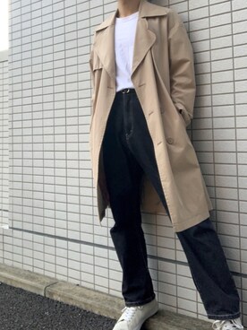 「大学生コーデ」｜「アイテム（トレンチコート）」を使った、MASAさん（メンズ・170cm）の春コーディネート