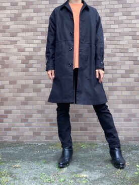 「アイテム（ステンカラーコート）」を使った、MASAさん（メンズ・170cm・20代）の春コーディネート
