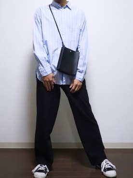 「Adoon plain（アドーンプレーン）のアイテム（ショルダーバッグ）」を使った、MASAさん（メンズ・170cm）の冬コーディネート