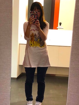 「映画Tシャツ」｜「アイテム（ワンピース/ドレス）」を使った、とらぱんさん（レディース・161cm）の夏コーディネート