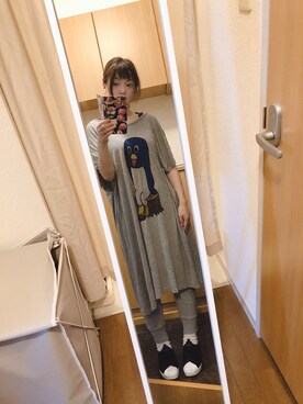 「部屋着」｜「アイテム（ワンピース/ドレス）」を使った、とらぱんさん（レディース・161cm）の秋コーディネート