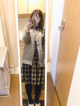 「PUMA」｜「アイテム（MA-1）」を使った、とらぱんさん（レディース・161cm）の秋コーディネート