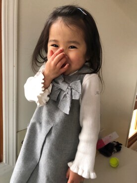 「MIKI HOUSE（ミキハウス）のアイテム（ワンピース）」を使った、こうべさん（キッズ・90cm）の冬コーディネート