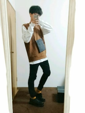 「Dr. Martens（ドクターマーチン）のDr.Martens (ドクターマーチン)/1461 3EYE GIBSON SHOES（その他シューズ）」を使った、きょしょーさん（メンズ・170cm）の冬コーディネート