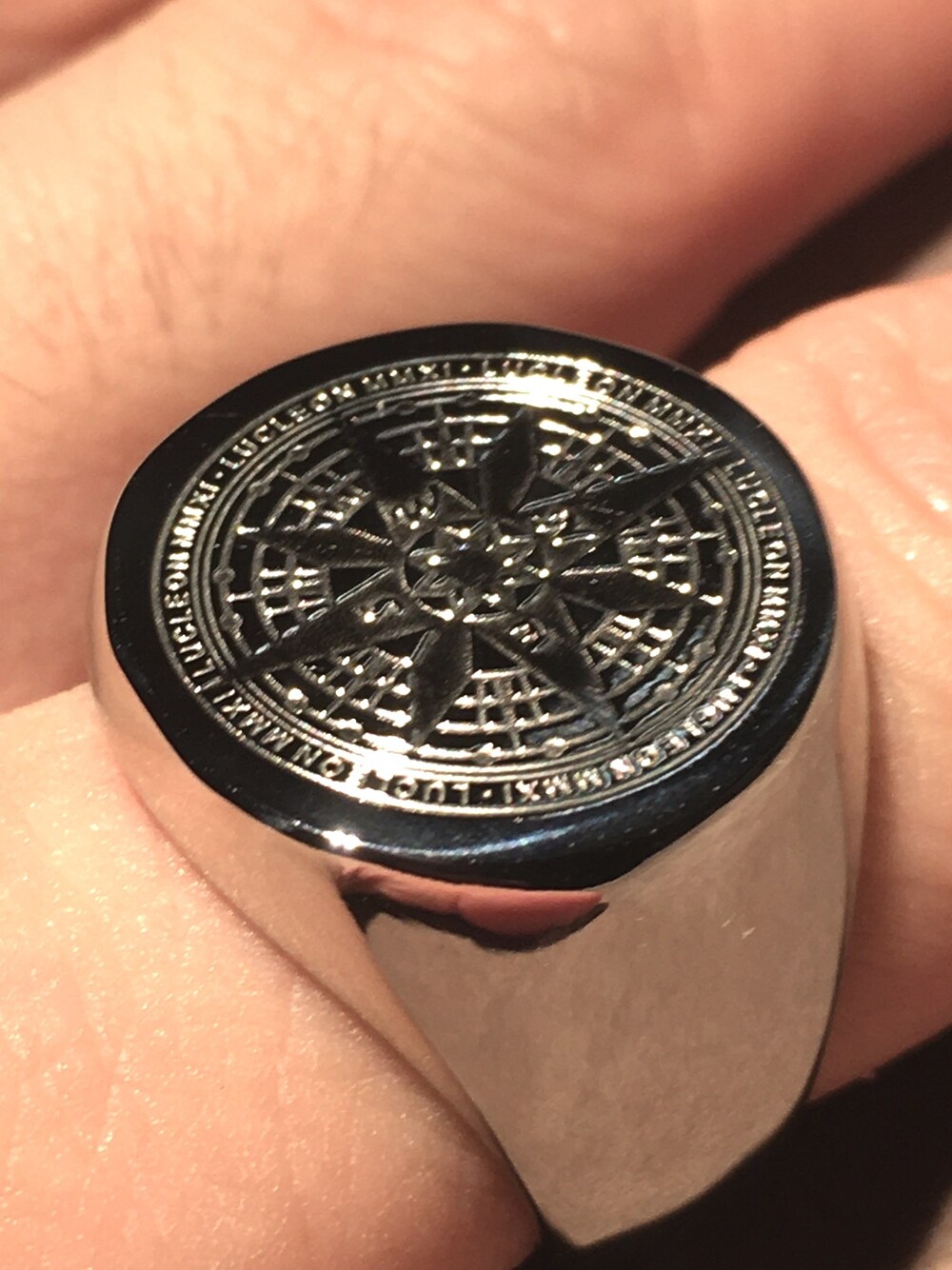 STAINLESS コンパスシグネットリングシルバーアクセサリー【14号】