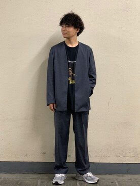 「フォローミー」｜「アイテム（ノーカラージャケット）」を使った、Shinoさん（メンズ・173cm）の冬コーディネート