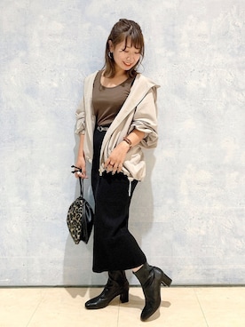 「ブラウンコーデ」｜「アイテム（マウンテンパーカー）」を使った、ぴんさん（レディース・153cm）の秋コーディネート