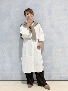 「LEPSIM（レプシィム）のアイテム（シャツワンピース）」を使った、ぴんさん（レディース・153cm）の秋コーディネート