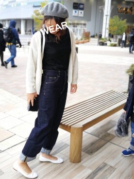 「ハイウエストストレートジーンズ」｜MAIさん（レディース・160cm）の冬コーディネート