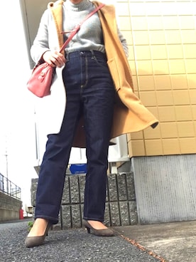 「ハイウエストストレートジーンズ」｜MAIさん（レディース・160cm）の冬コーディネート