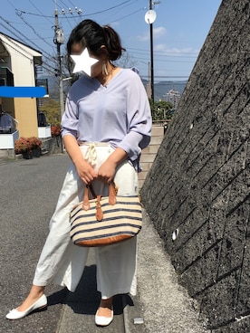 「とろみシャツ」｜「アイテム（アクセサリー）」を使った、MAIさん（レディース・160cm）の春コーディネート