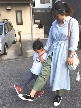 「select MOCA（セレクトモカ）のハイウエストシルエットツイルテーパードパンツ（その他パンツ）」を使った、MAIさん（レディース・160cm）の春コーディネート