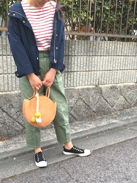 「サークルバッグ」｜「アイテム（マウンテンパーカー）」を使った、MAIさん（レディース・160cm）の春コーディネート