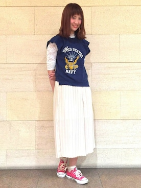 「アイテム（腕時計、ブラウン系）」を使った、ミヤビさん（レディース・164cm）の春コーディネート