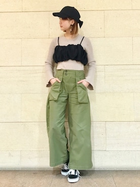 「MIYAO（ミヤオ）のアイテム（トップス）」を使った、ミヤビさん（レディース・165cm）の春コーディネート